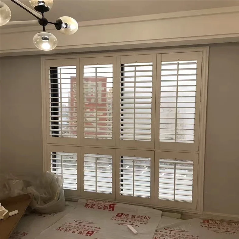 White color upvc shutter for window plantation shutters pvc