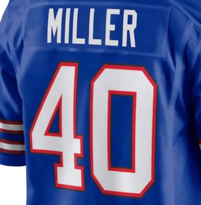 Высококачественная сшитая футболка темно-синего цвета Buffalo Von Miller