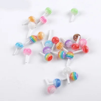 ND863 Nail Art Design 10 Pcs Boxed Cute Girly Heart Rainbow Jelly Gum Resin Lollipop Jewelry Accessories For Nail Art Decoration