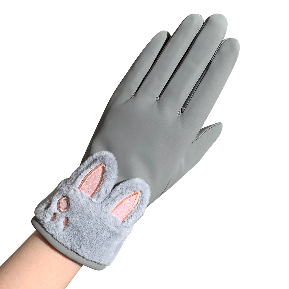 Осенне-зимние женские теплые перчатки для сенсорного экрана с милым медведем