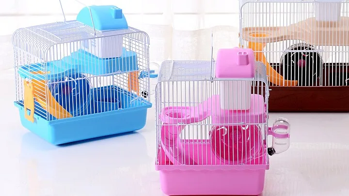Hot Double Floor Luxury  Pet Houses Wire Mesh Plastic Small Hamster Cage