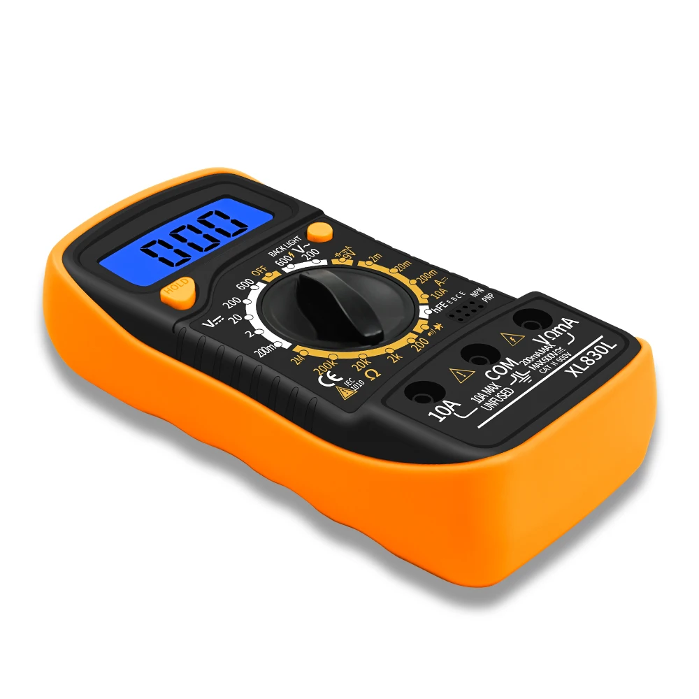 Portable Digital Multimeter Handheld Multimetro Backlight AC/DC Ammeter Voltmeter Ohm Tester Meter XL830L