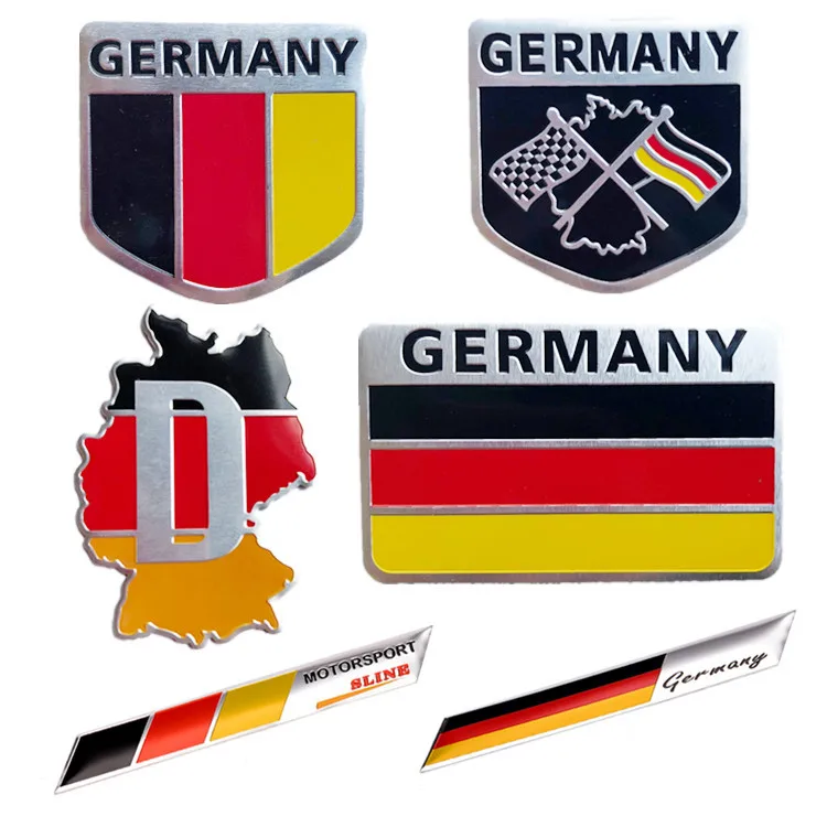 Many Nation flag metal car stickers on stick cheap price aluminum emblem small size custom logo for German flag