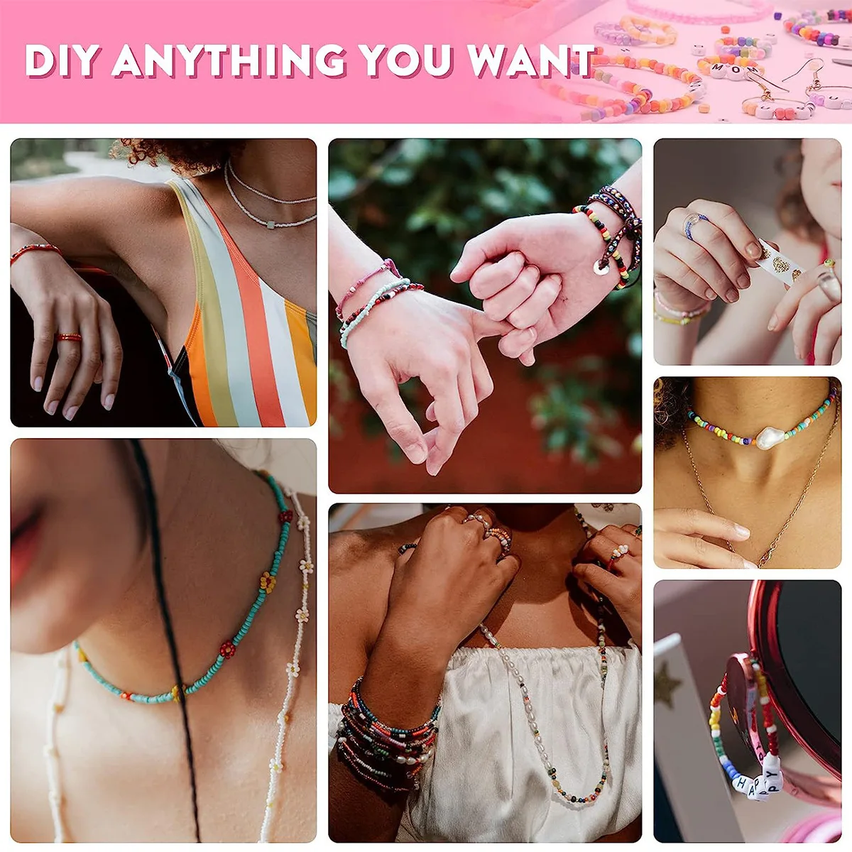 Cross border 24 color baking paint 4mm millet beads acrylic letter beads DIY bracelet jewelry bead set for women