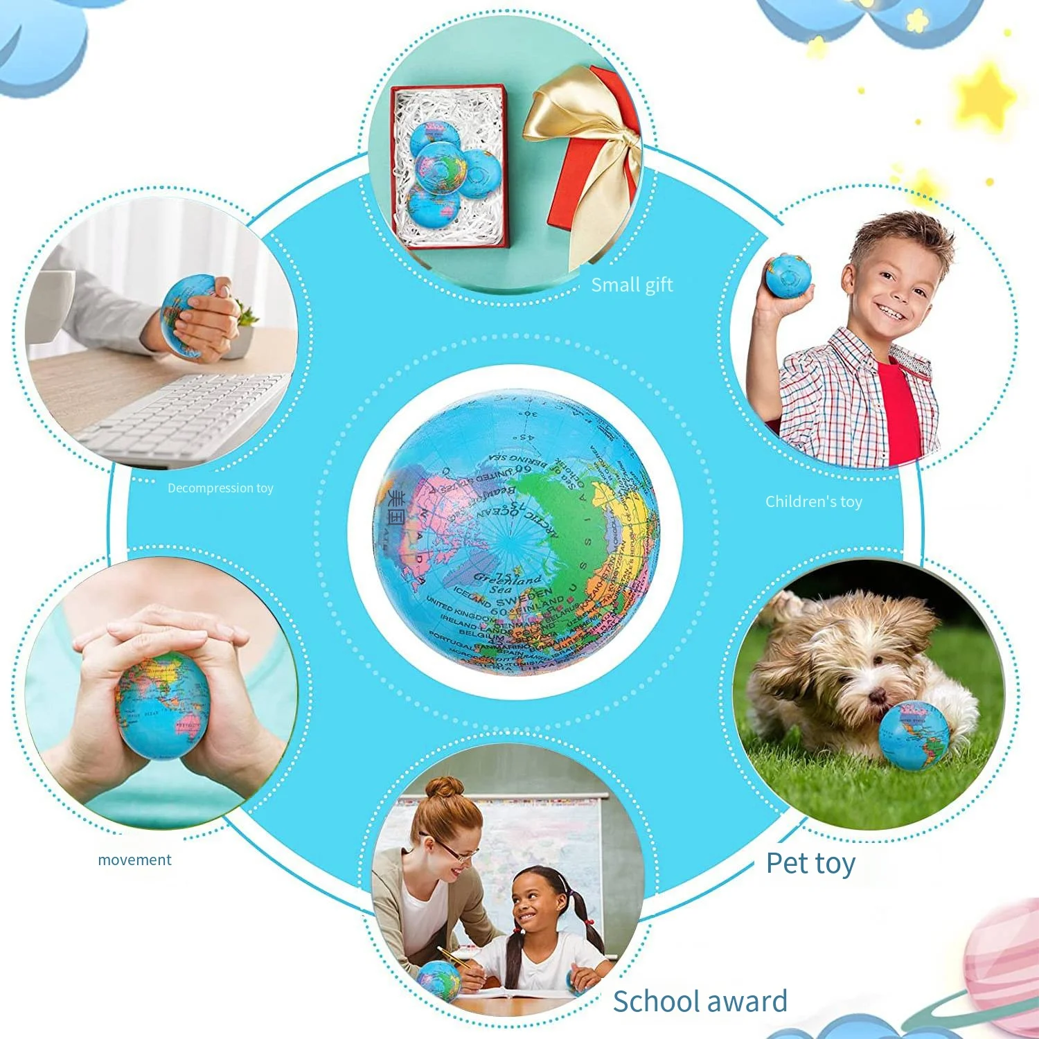 geographic educational toy May the world in Peace international activities free gift the earth squeeze ball stress ball