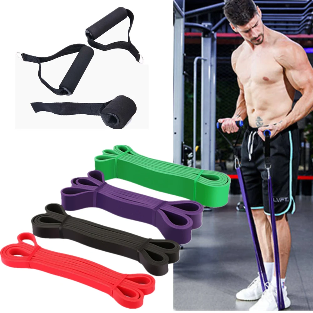 Body Stretching, Powerlifting, Resistance Training  Foam Handle Set Latex Resistance Bands