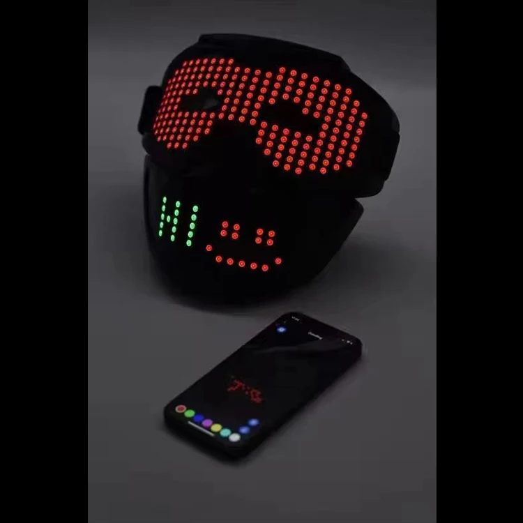 Самая крутая светодиодная маска для Хэллоуина APP 2022 с программируемым Bluetooth-совместимым костюмом косплея вечеринки маскарада подсветкой