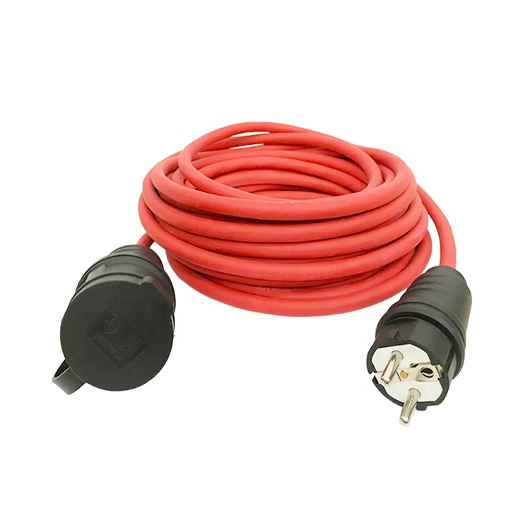 25ft european universal vde outdoor waterproof power 16a extension cord with 2pin plug