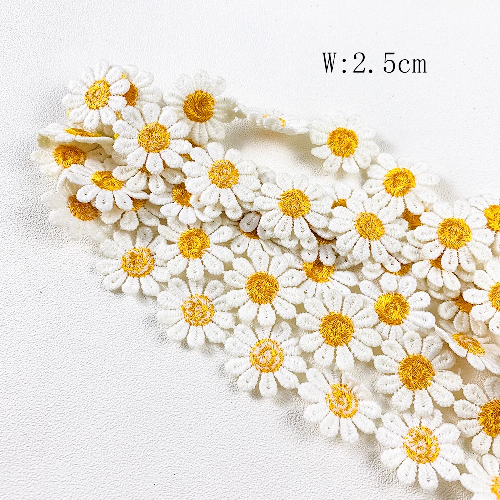 2yard/lot Daisy Lace Trim High Quality Flower Lace Fabric Embroidery Handmade Patchwork Ribbon DIY Apparel Sewing Accessories
