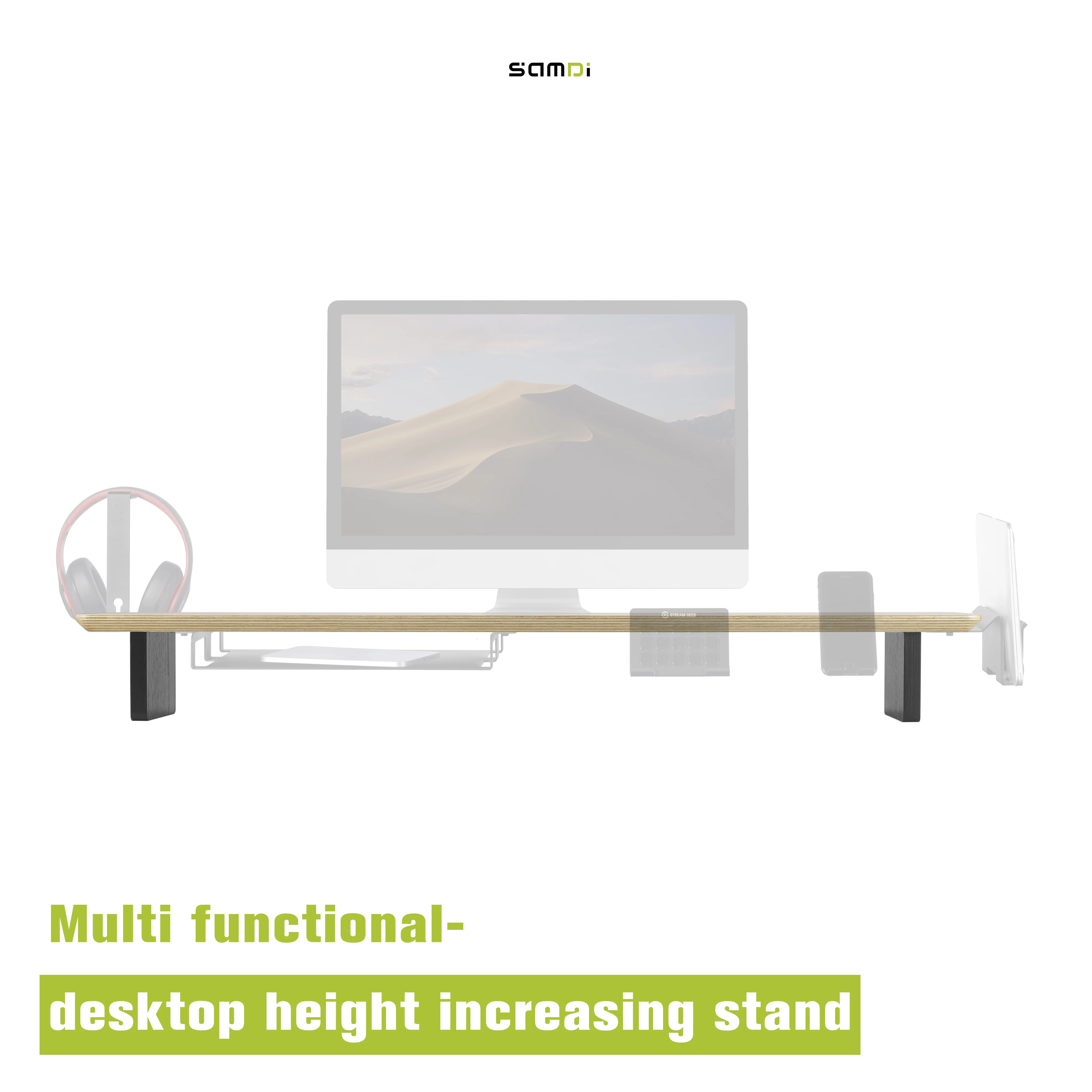 SAMDI Oak 100cm Computer Monitor Riser Large Desktop Screen Laptop Monitor Stand