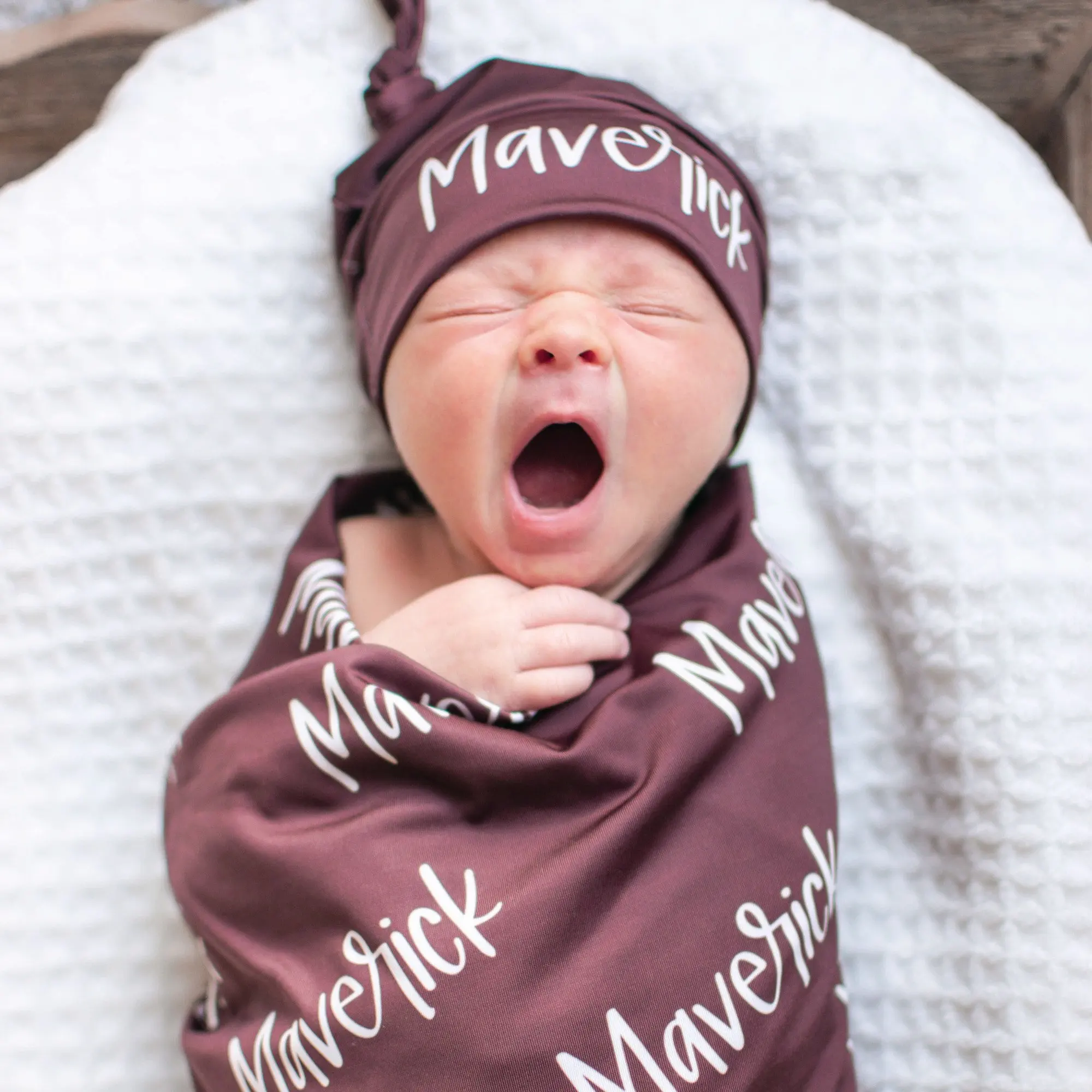 Personalized Newborn Shower Swaddle Gift Custom Name Baby Swaddle Sack And Beanie Set