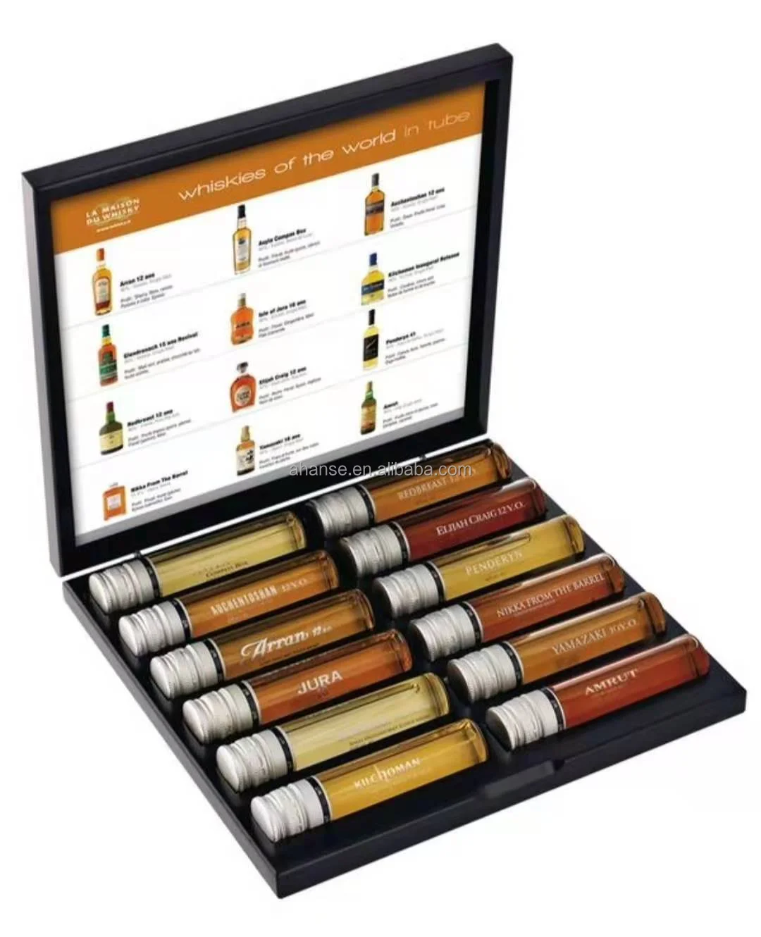 Free sample tube Custom print logo luxury spirit liquor packing mini 50ml 100ml liquor bottle for gin wine vodka with ropp cap