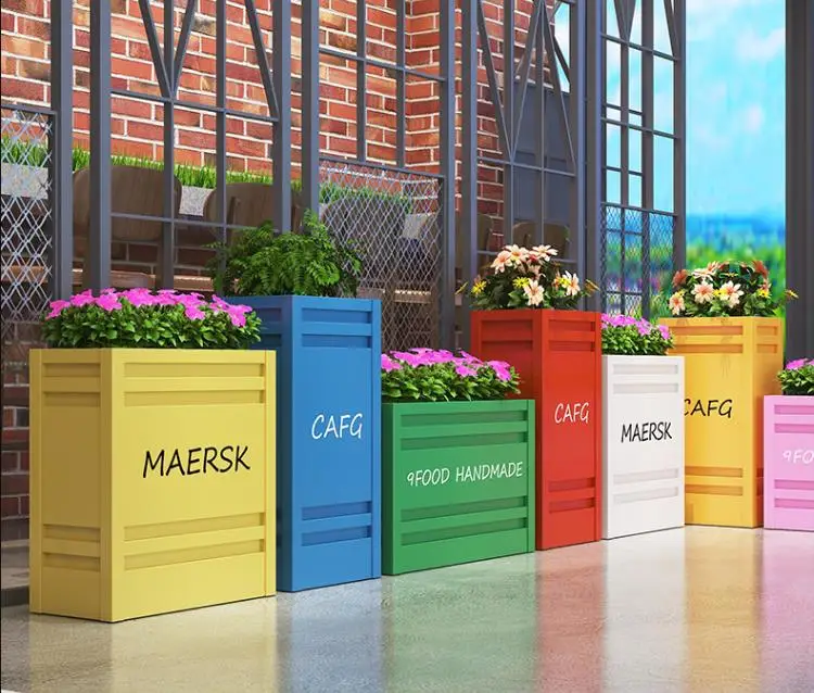 Outdoor Large Planter Box Rectangle Metal Planters Hotel Garden