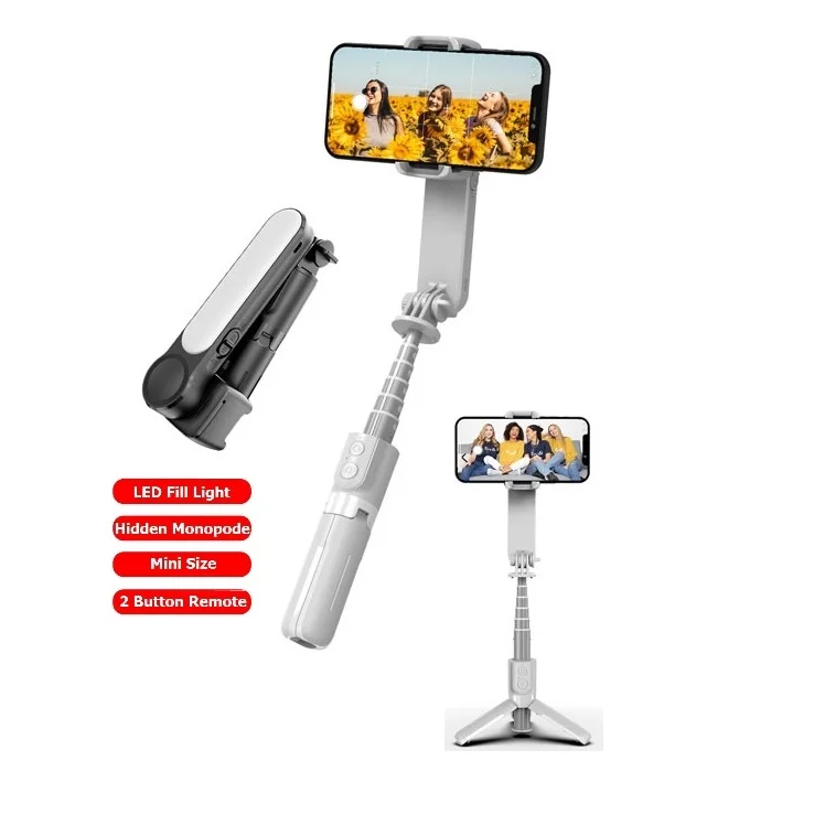 L09 1 Axis Smart Telescopic Selfie Stick Gimble Phone Stabilizer with LED Light