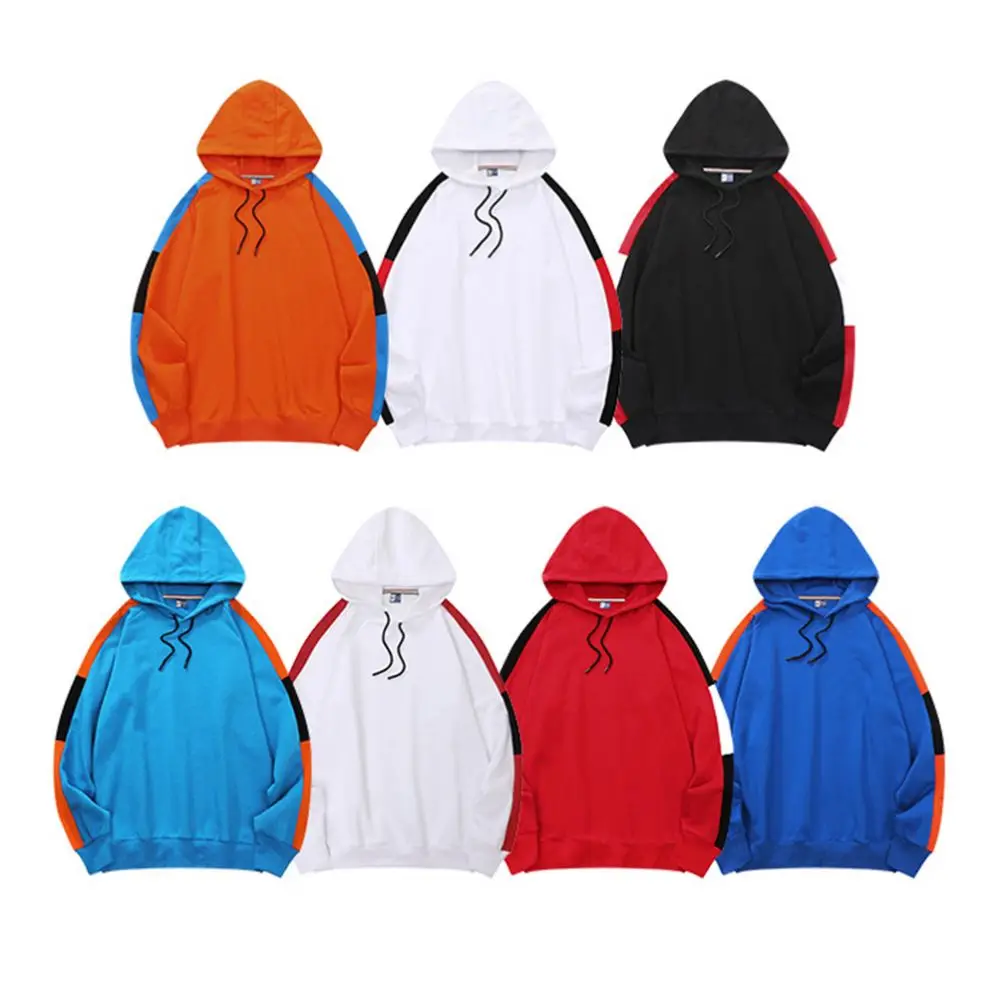 Multi Color Hoodie Custom Logo Color Block Hoodie Unisex Custom Fleece Fabric Splicing Collision Color Street Wear Sweatershirt/