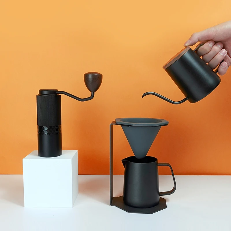 Customized Hot Sale Coffee Maker Set Gift Outdoor Travel Manual Grinder Coffee Drip Pot Kettle Pour Over Coffee Set With Box