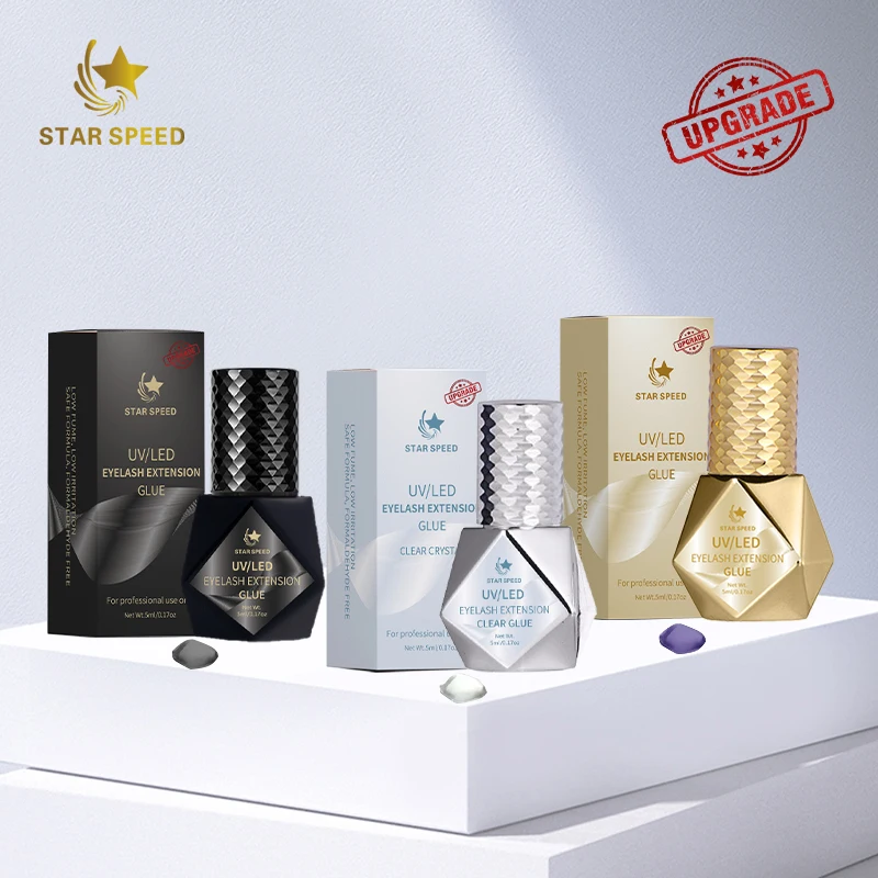 Starspeed Fast Dry latex free led uv lash glue waterproof Eyelash Extensions UV adhesive Clear Black LED Lamp Glue Eyelash