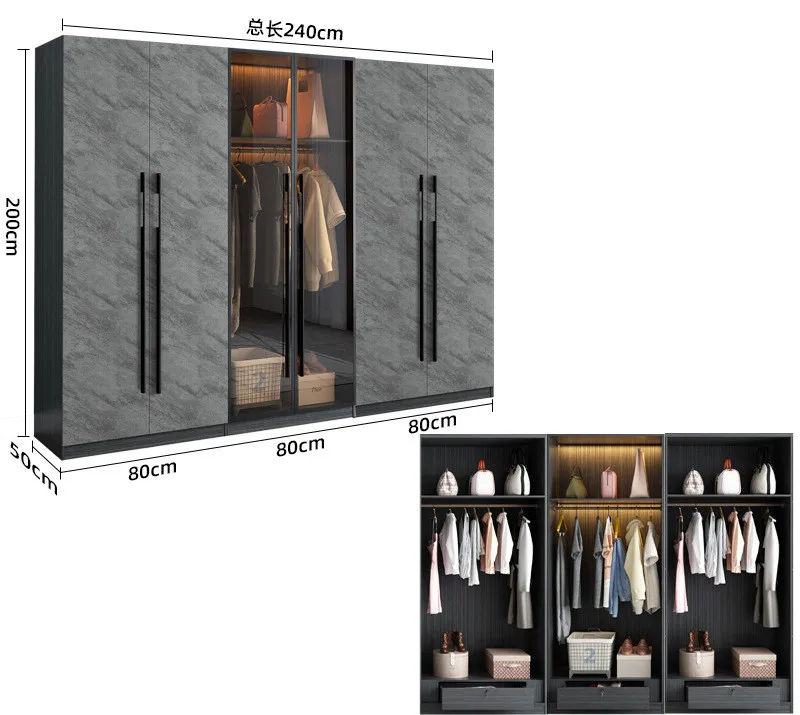 Customized Size Wardrobes Melamine Finished Plywood Closet Design