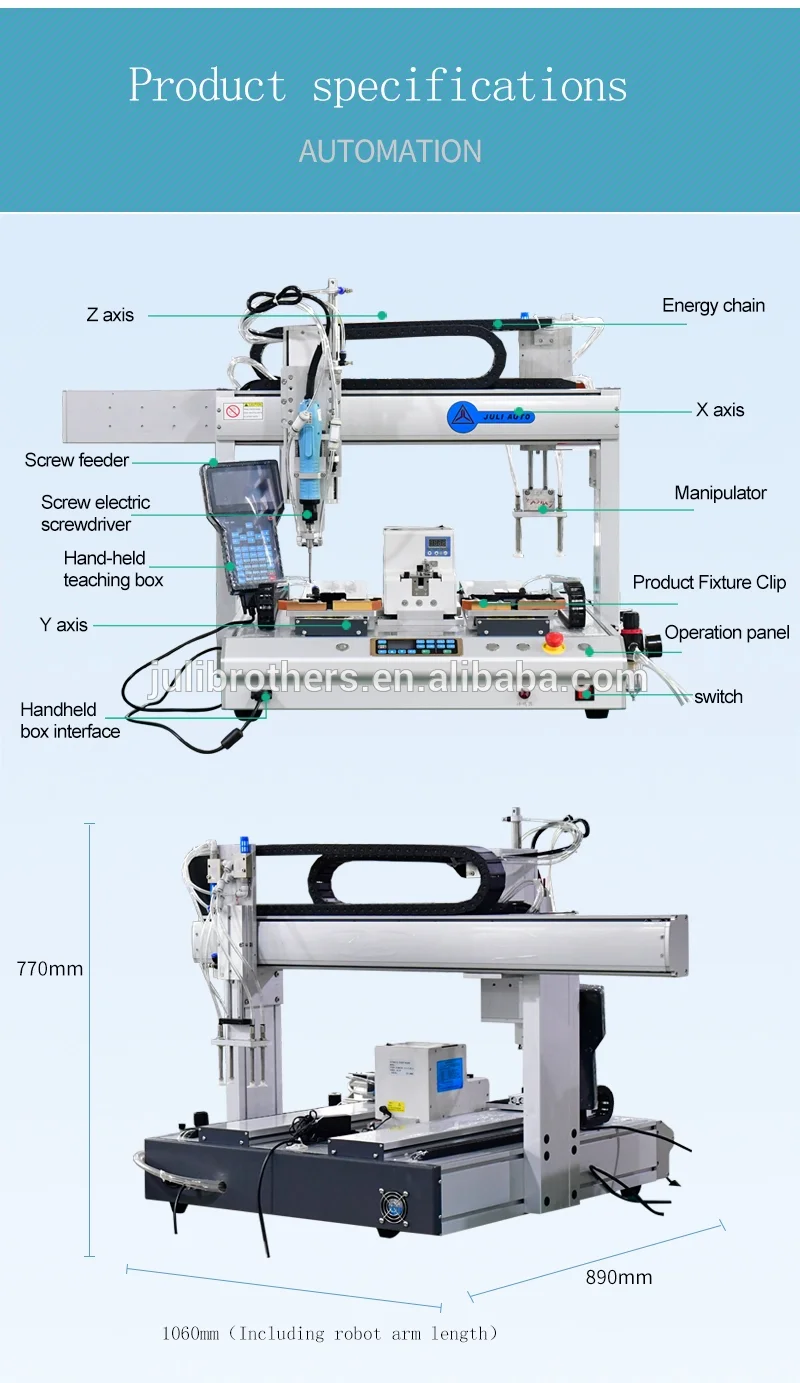 
High-efficiency five-axis desktop screwdriver fasten robot automatic locking screw machine with automatic unloading manipulator 