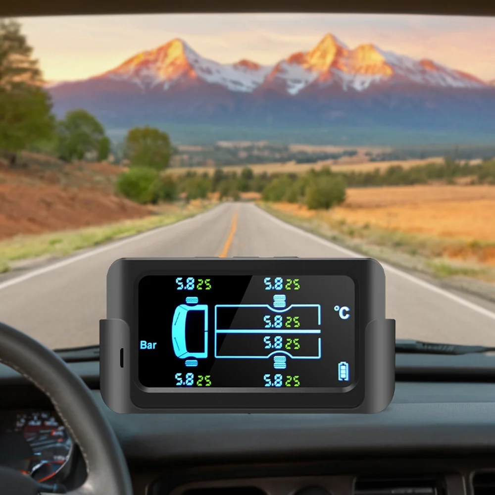 0-8 0-16 Bar 116 217 PSI Big Screen 180 Degree Adjustable 6 Wheels   Tyre Tire Pressure Monitoring System Sensor