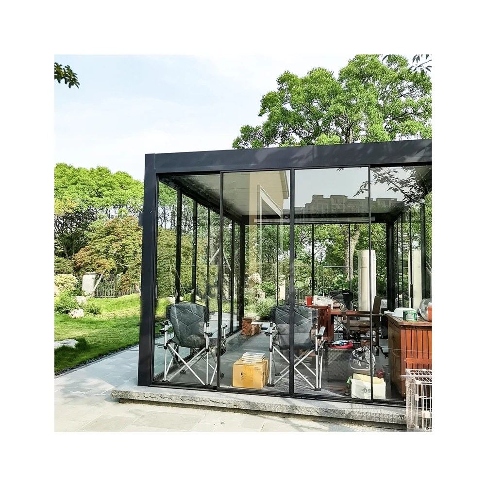 Motorized Bioclimatic Outdoor Garden Louvered Roof Gazebo Waterproof Aluminum Pergola gazebo with glass
