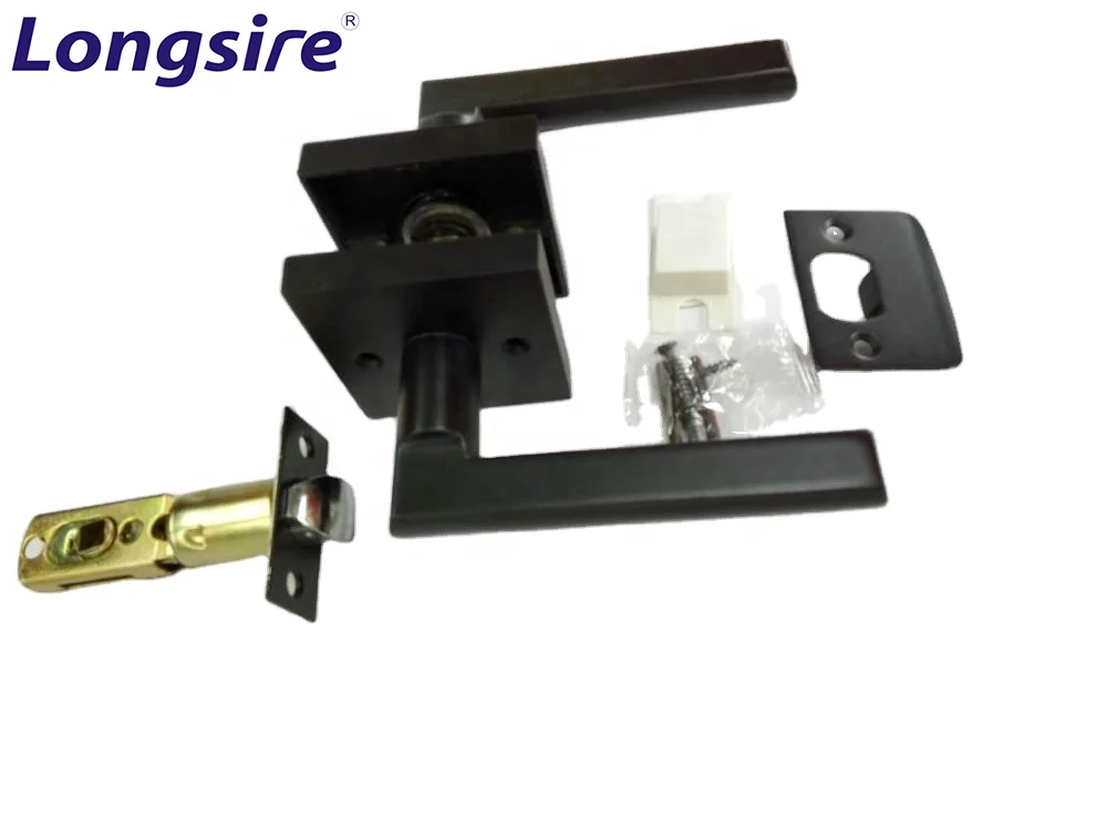 Modern Matt Black Zinc Alloy Tubular Keyed Entry Door Lever Handle Lock with Keys for bathroom/bedroom/passage/dummy Door Lock
