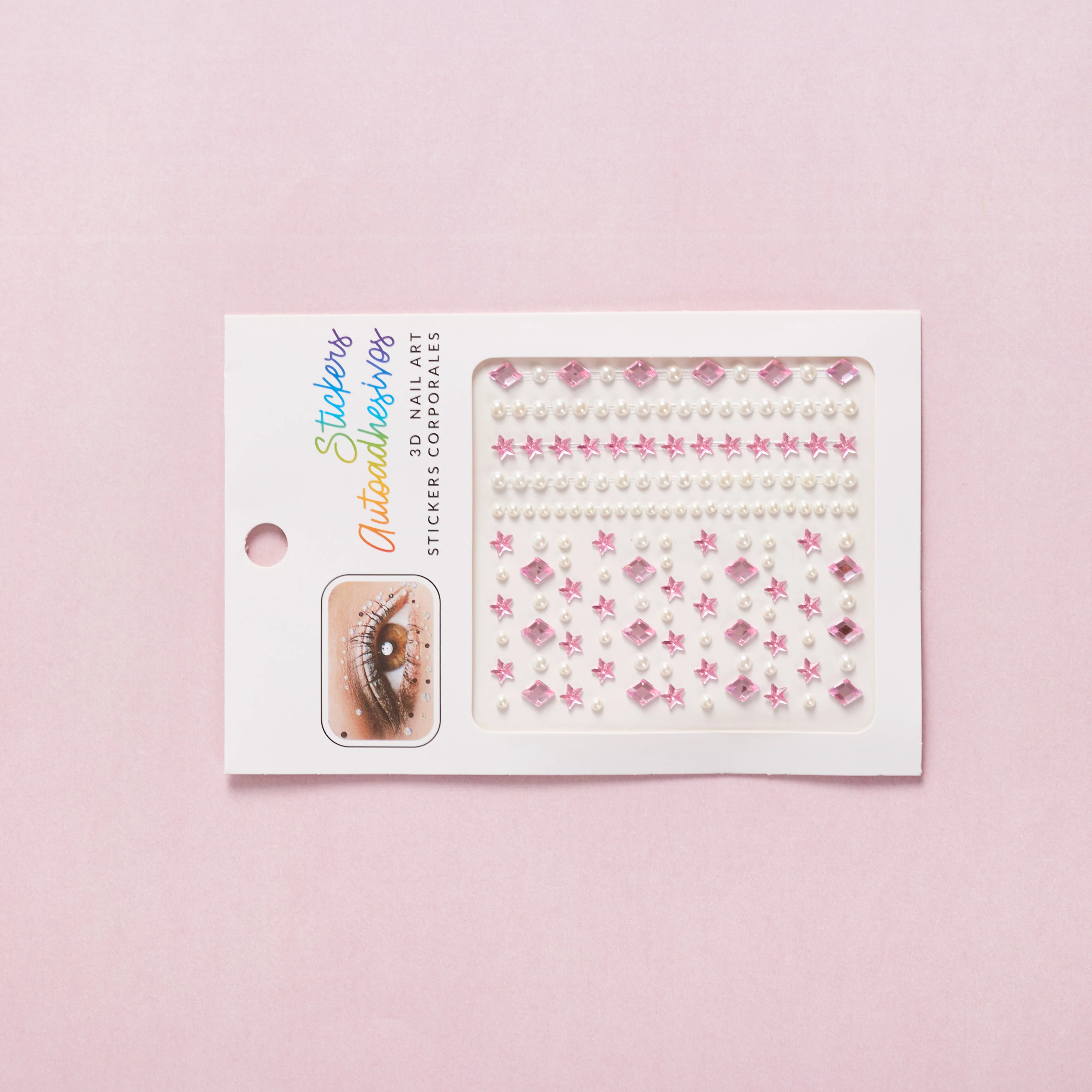 Good Price Pink Stars Gem Diamond Crystal Stickers Pearl Stickers Makeup Girls Eyes Face Nail Stickers Safety 3D Decoration