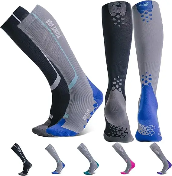 Sport Compression Socks Women & Men Graduated 20-30mmHg for Running Athletic Flight Sock - Performance & Recovery