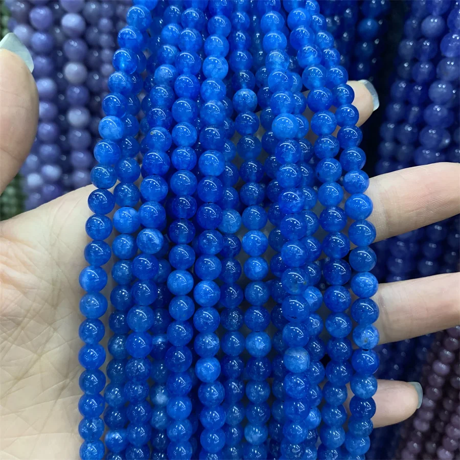 Wholesale 6mm Round Jades Chalcedony Stone Beads gemstones polished loose jade beads for jewelry making