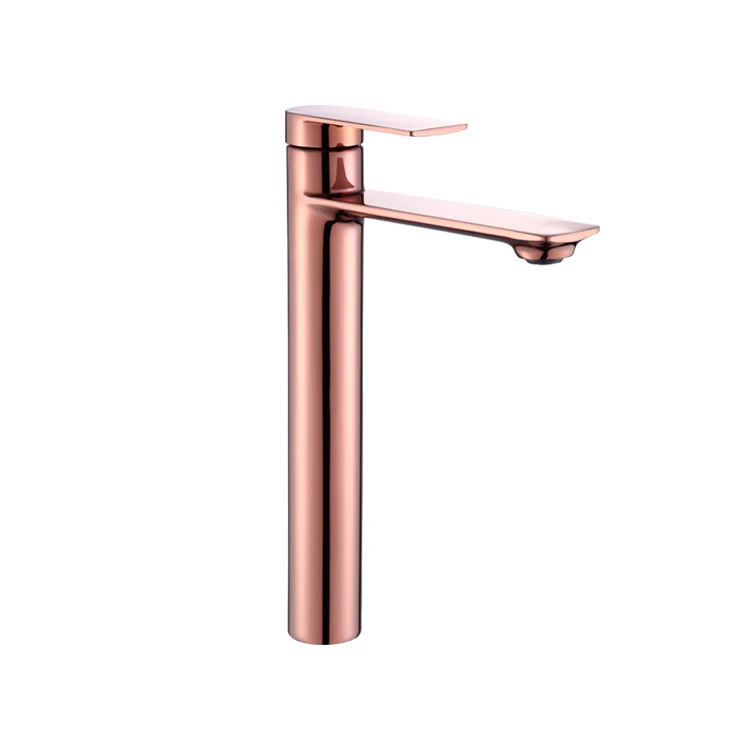 Wash Rose Gold Finish Bathroom Tap Single Handle Brass Basin Toilet Water Mixer Faucets
