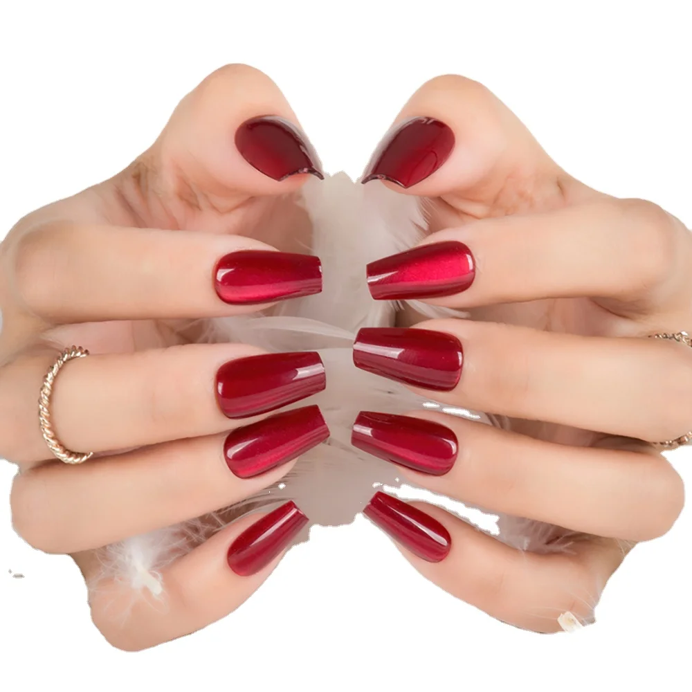 Top Trending Nail Supplier Wholesale Price INS Designed Cat eye  Full Cover Oval Fingernails Faux Ongles Press on Nails