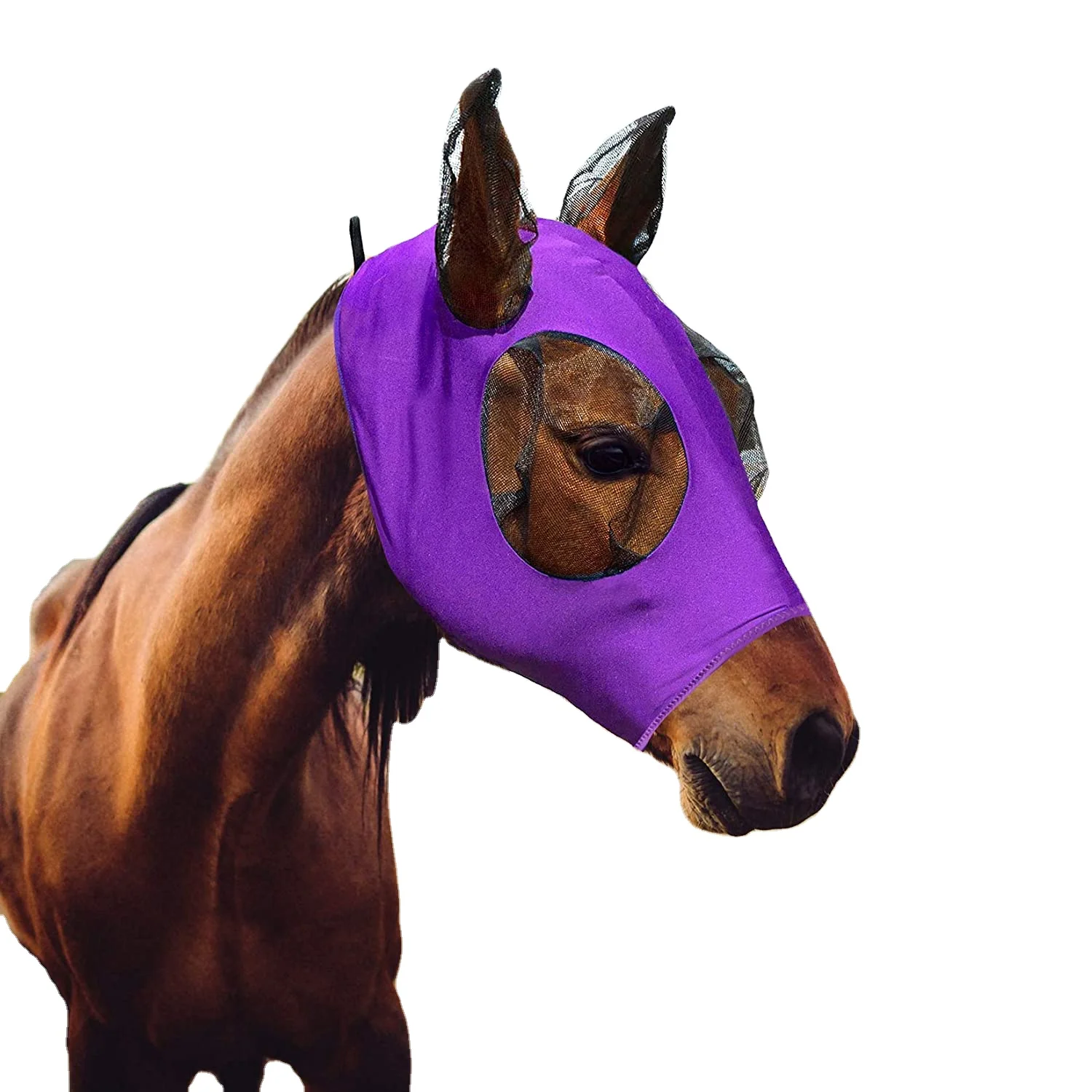 Comfortable Soft Fly Protect Horse Customize Mesh Flymask Horse Ears Elasticity Horse Breathable Veil