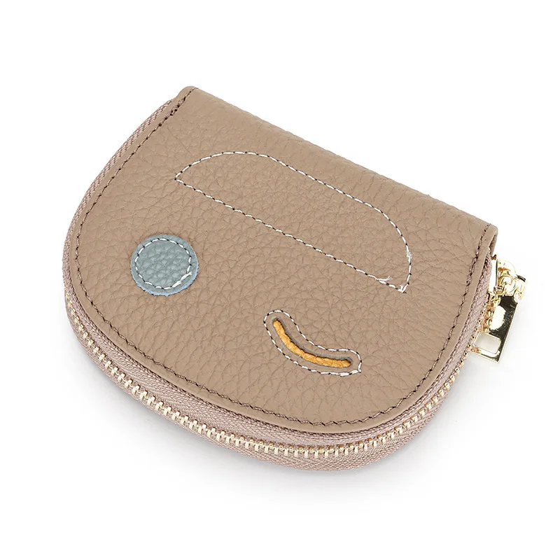 Cute Creative Ladies Zipper Designer Mini Women Wallet Genuine Leather Credit Card Carder with Coin Purses For Girls