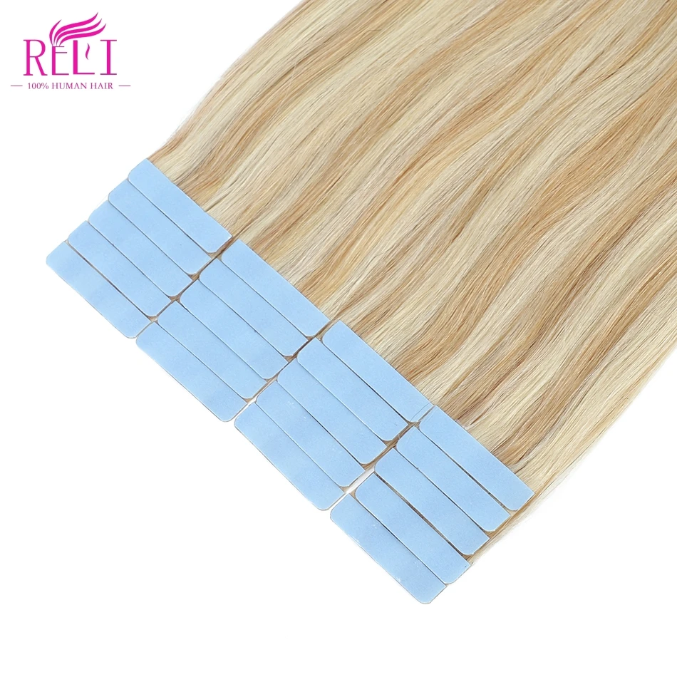 Factory supply double drawn Russian tape ins human hair cuticle aligned straight tape in hair extensions