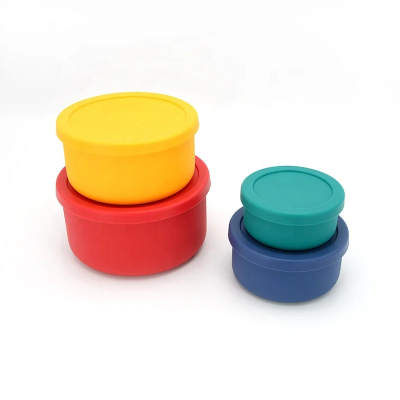 The Newest Hot Sale Silicone Food Storage Container Set Reusable Airtight Silicone Bento Lunch Boxes