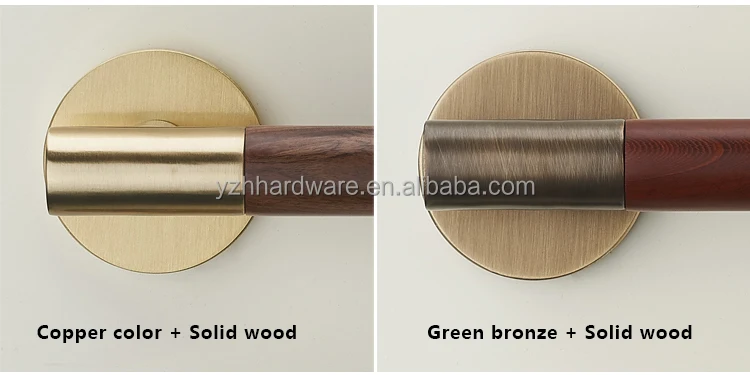 [Цельная латунь] высококачественный замок для межкомнатной двери с дизайном ручки из древесины