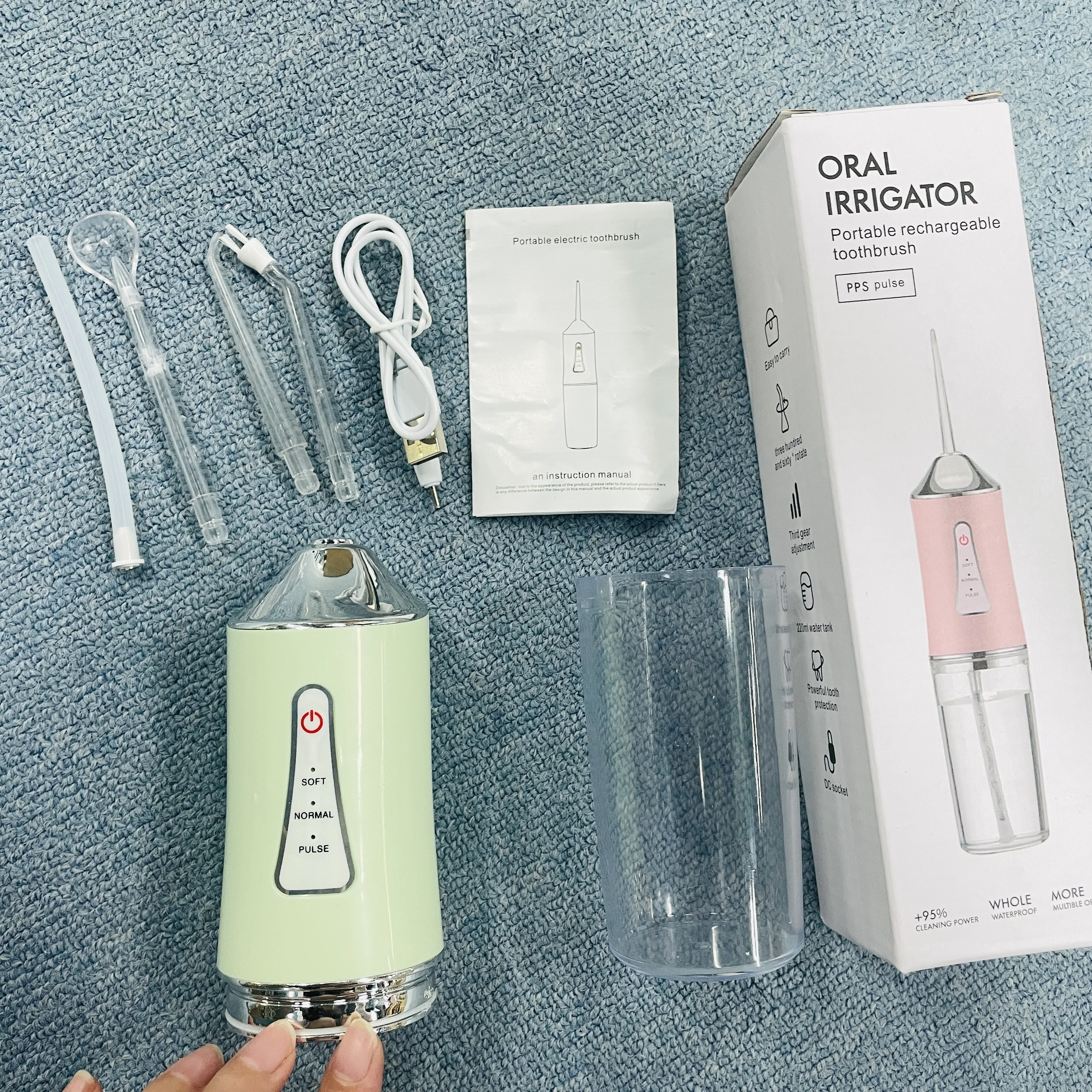 Cordless Water Dental Flosser for Teeth Portable Oral Irrigator, 4modes Removable Water Tank for Easy Cleaning for Home Travel