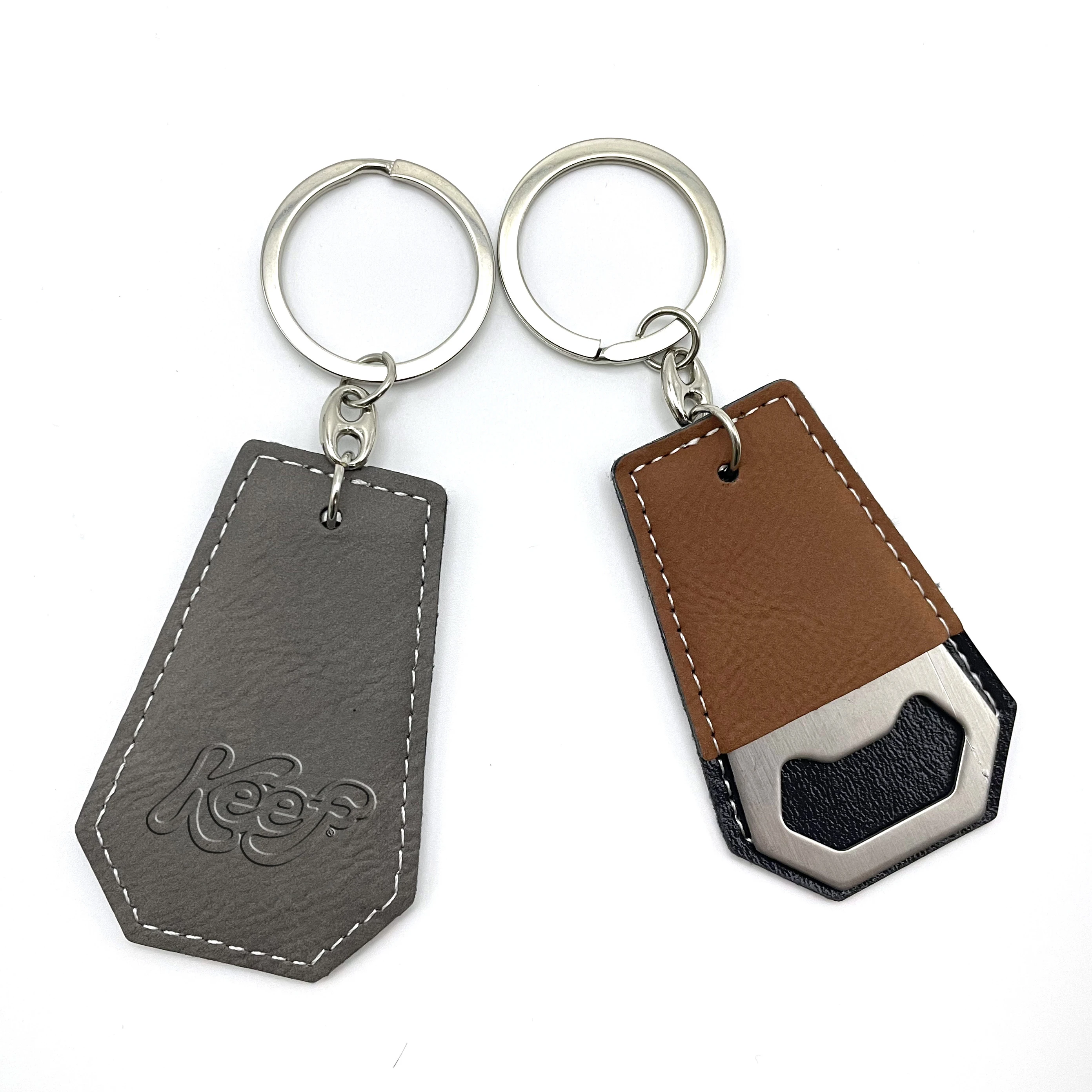 Novelty Beverage Drinks Bottle Opener Key Chain Cover Protectorb Key Ring PU Leather Portable Beer Bottle Opener Sleeve Keychain