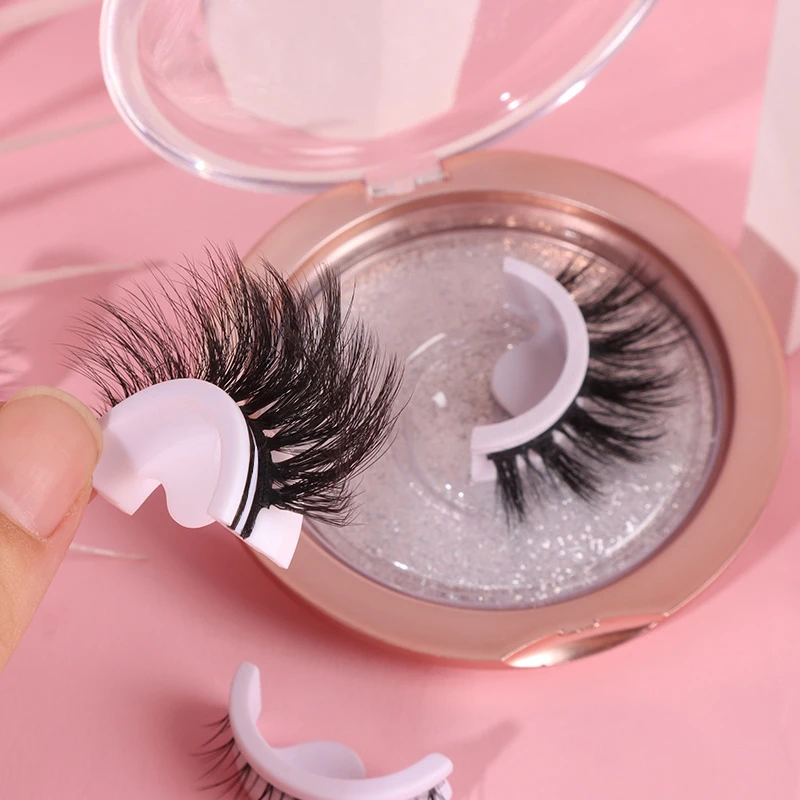 Hollyren Preglued 3D Faux Mink False Eyelashes Reusable Self Adhesive Lashes No Glue Or Eyeliner Needed Preglued Eyelashes