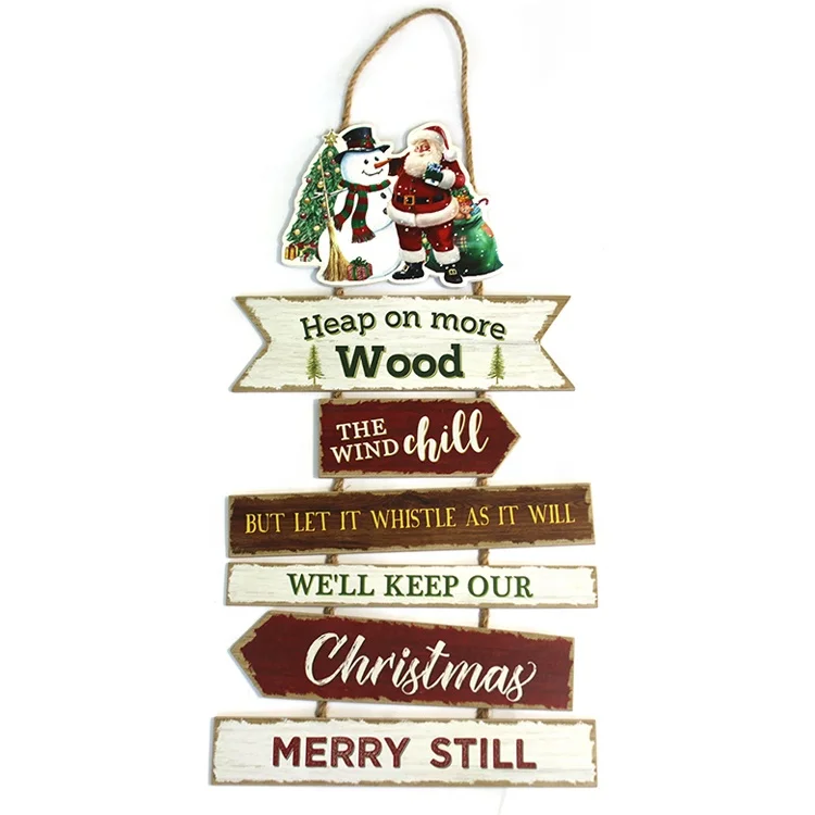 Christmas decor factory wholesale wall hanging sign handmade letters paper wooden plaque with rope