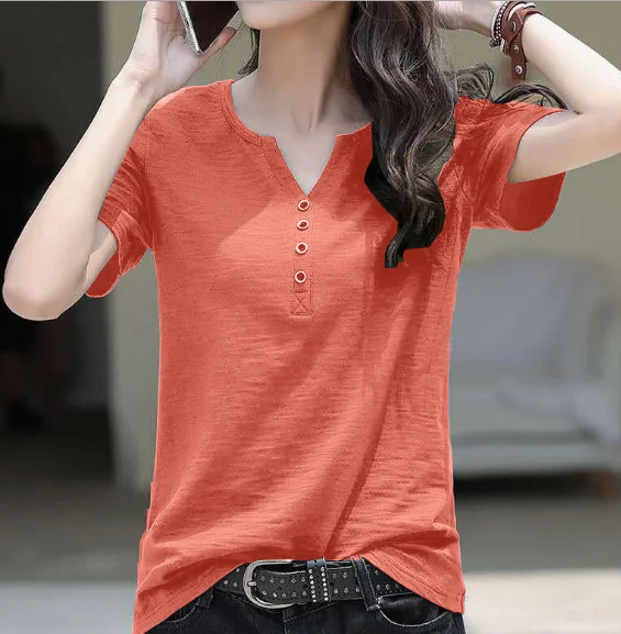 Latest wholesale new tops ladies shirt cotton fashion plus size blouse women t shirt