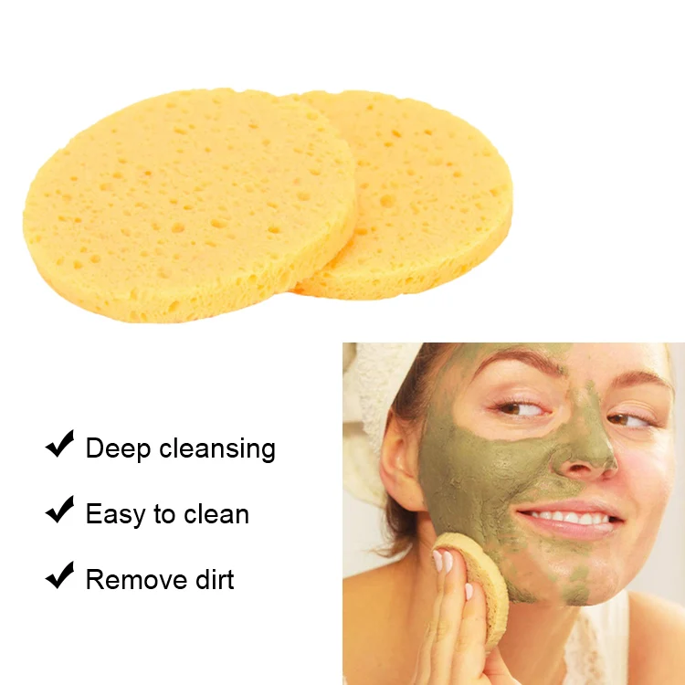 Natural Soft Round Wood pulp Compressed Cellulose Facial Cleaning Sponges