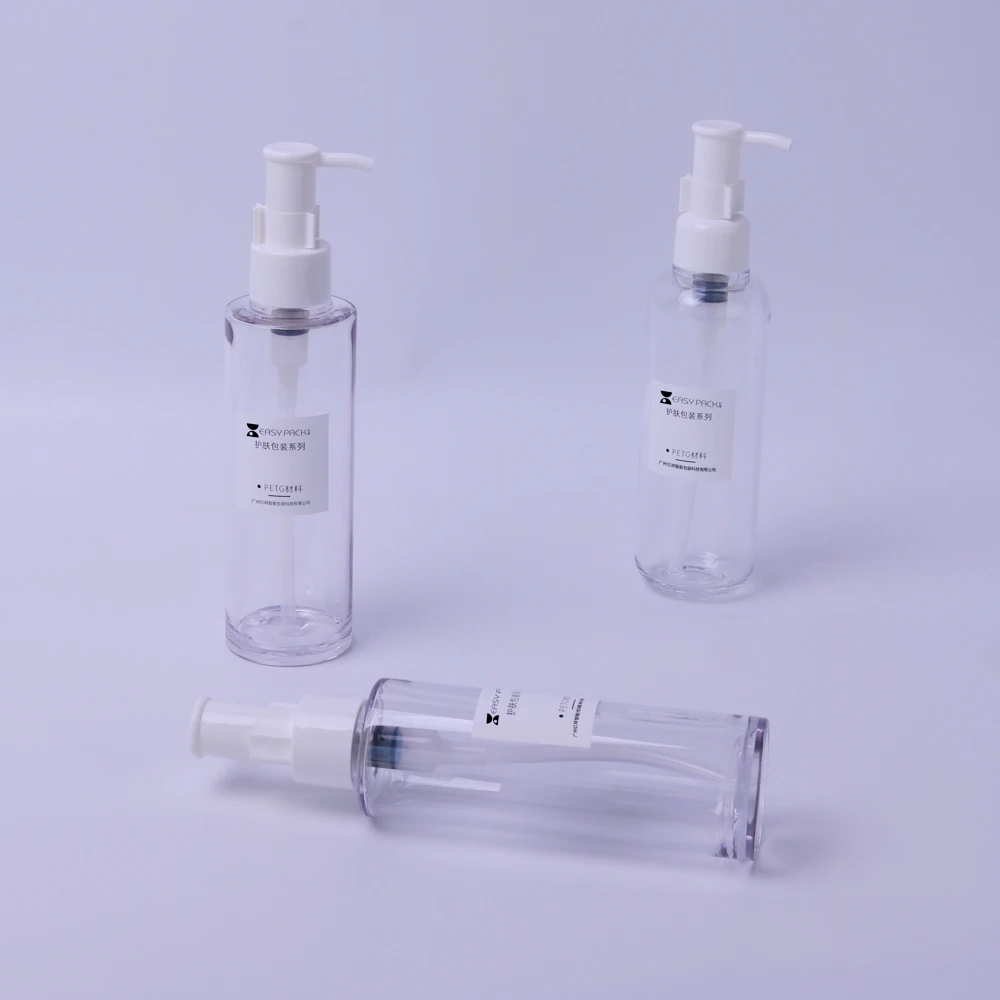 Cylinder Shape Empty Refillable Plastic Lotion Skincare Packaging Cosmetic Pump Bottles