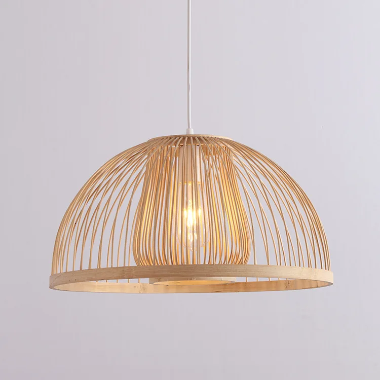 Modern handicraft handmade woven cane lantern round natural wicker bamboo rattan chandelier pendant lamp for restaurant hotel