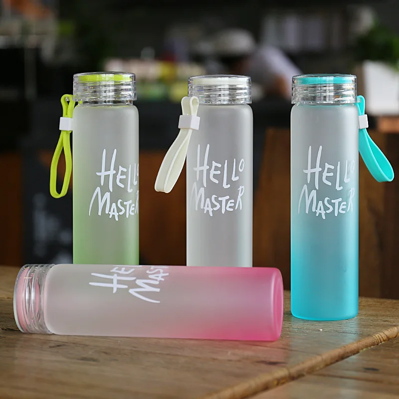 New Eco-friendly Customize Travel Fruit Frosted Clear Juice Glass Drinking Water Bottles