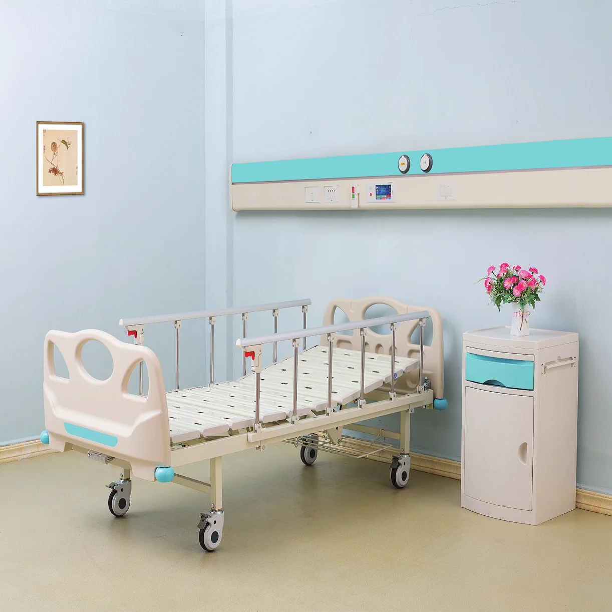 Free customization cheaper price single crank manual crank medical bed hospital