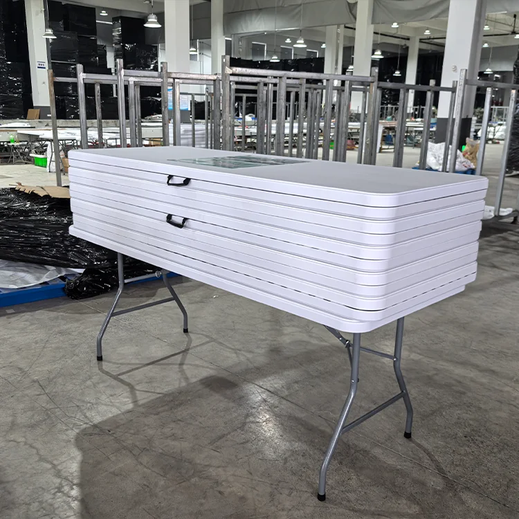 White 6ft plastic folding table for event wedding barbecue/outdoor leisure