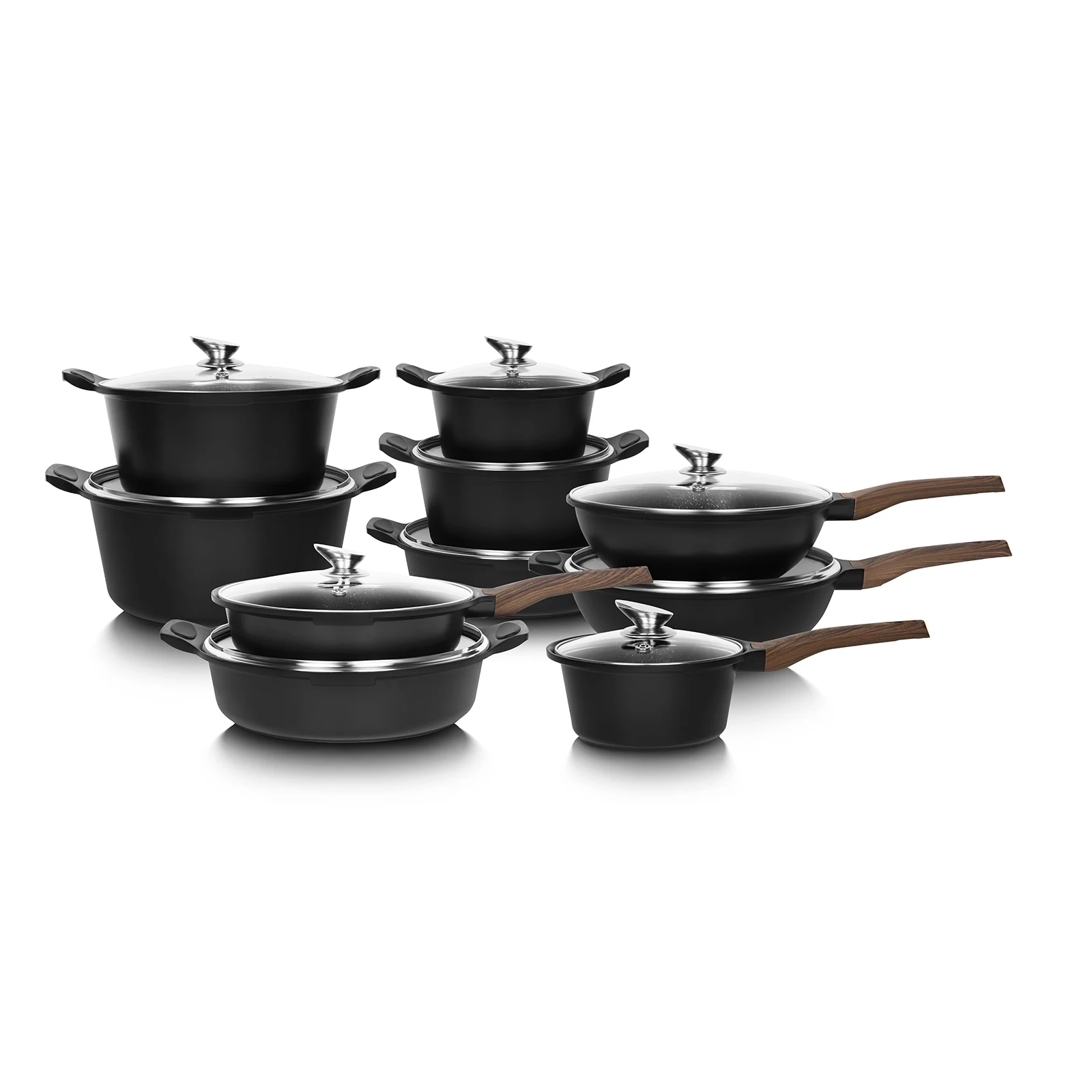 High quality Aluminum Non Stick Fry Pan Skillet Shallow Saute Pans With Stainless Steel Knob Glass Lid