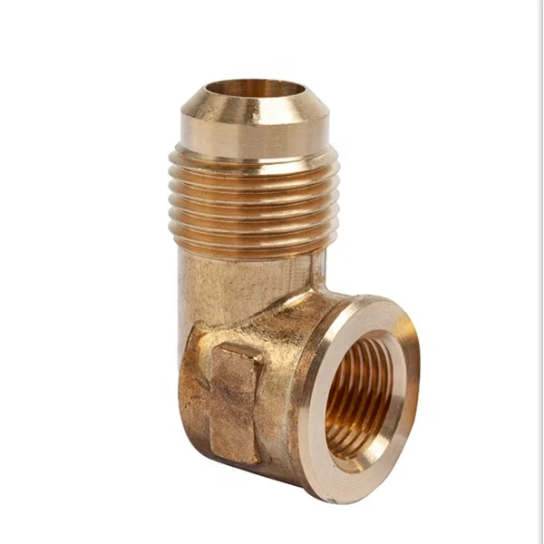 5/8 inch Flare x 3/8 inch FIP Brass 90-Degree Flare Elbow Fitting