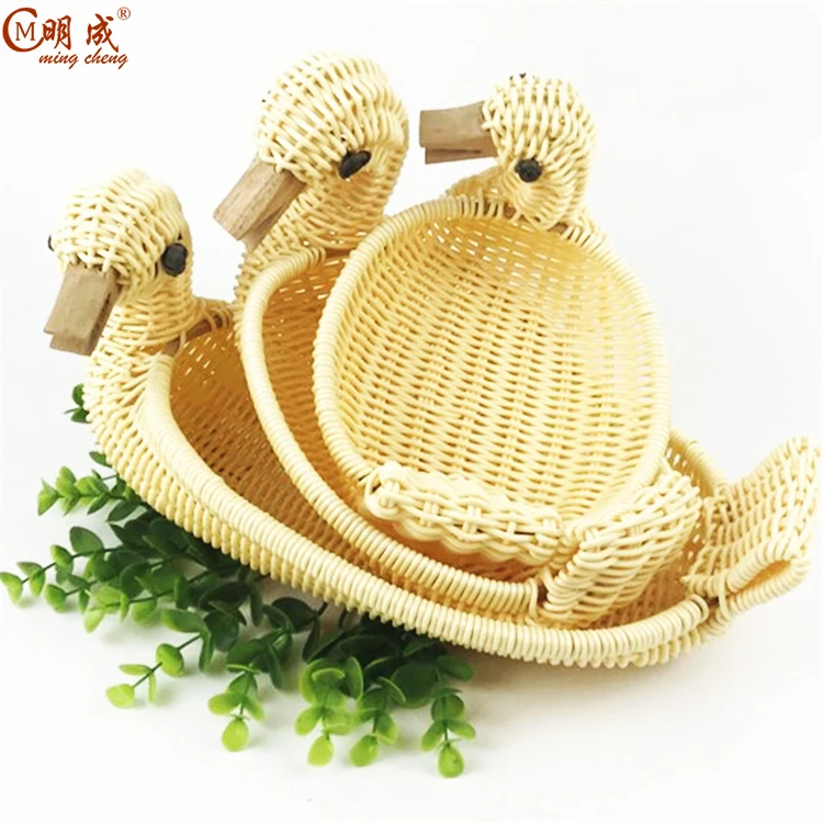 Handmade Cartoon animals woven basket creative rattan woven fruit crafts rattan basket